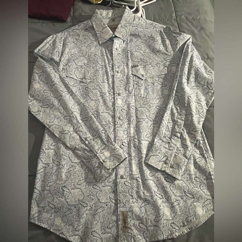Cavendars Vintage Wester Style Pearl naps button down shirt size M